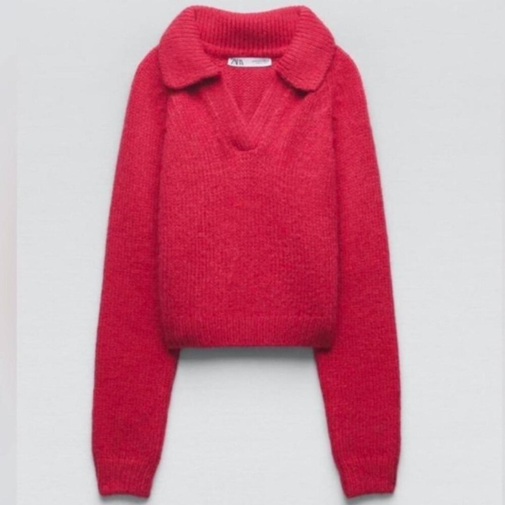 Zara Women's Pink Sweater - Size L